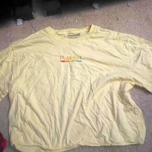 Yellow crop Polaroid shirt